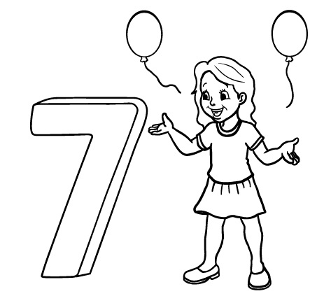 דף צביעה יום הולדת 7